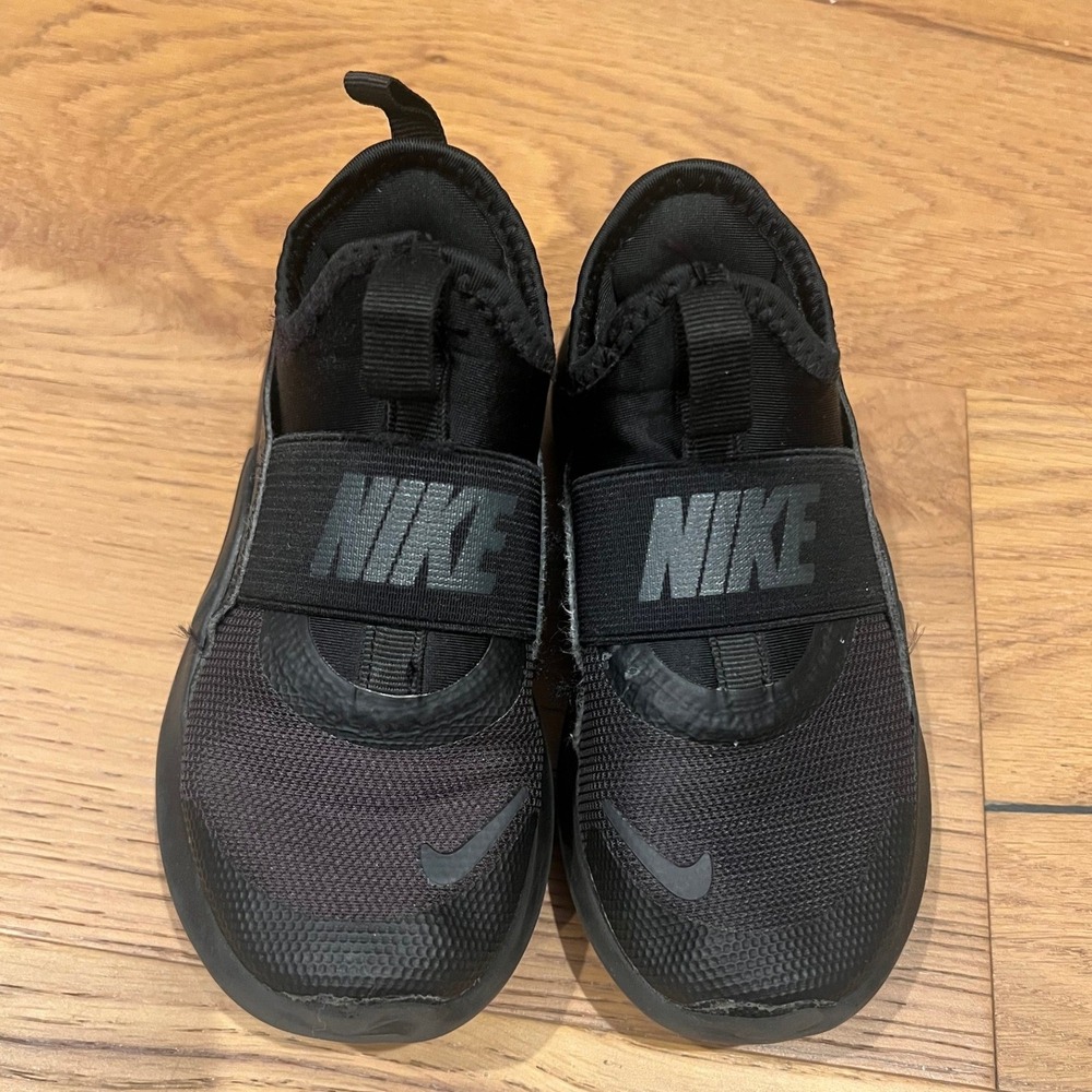 Nike Flex Runner Kids Black Slip On Sneakers Size 11C